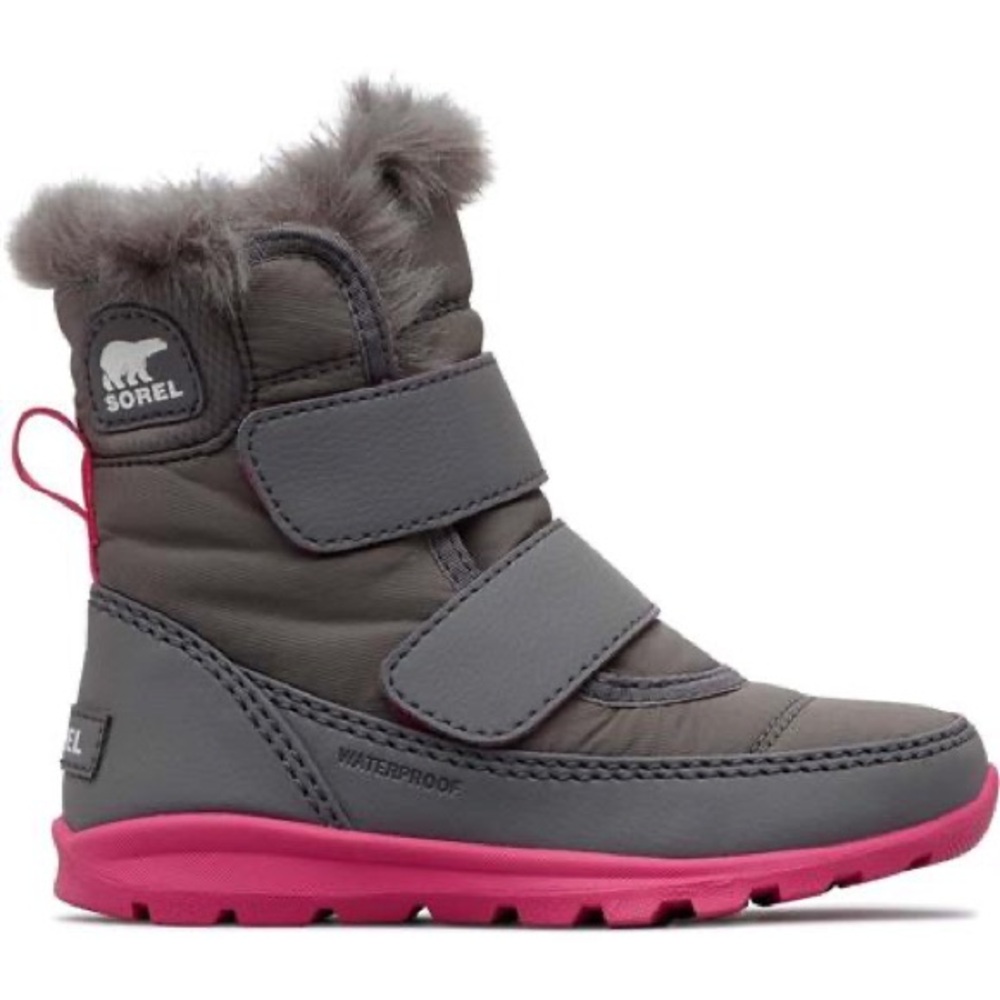 Sorel Whitney Snow Boots Kids' Gray and Pink Waterproof size 12 toddler